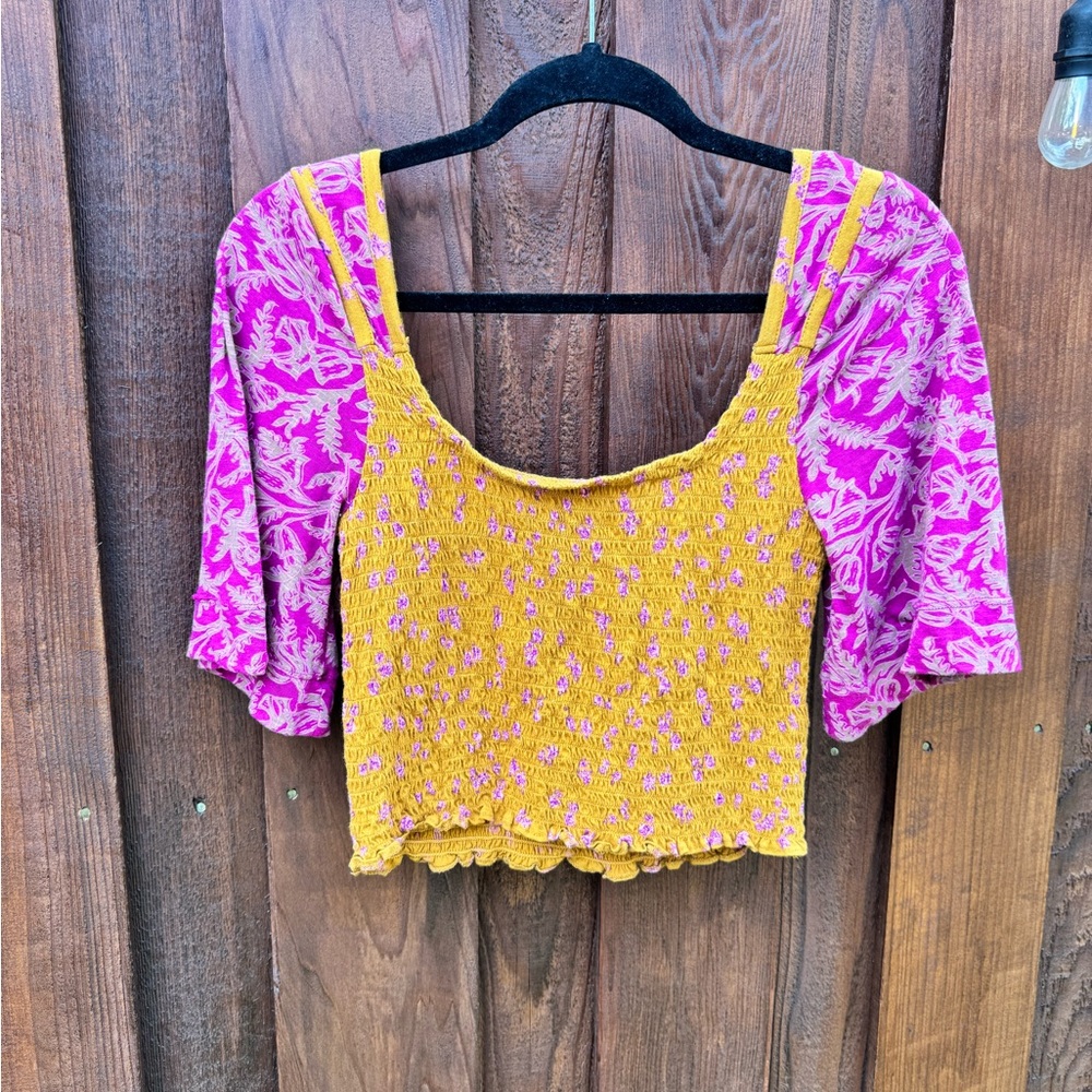 NWT Free People Marigold Tee in Golden Combo Women's Small